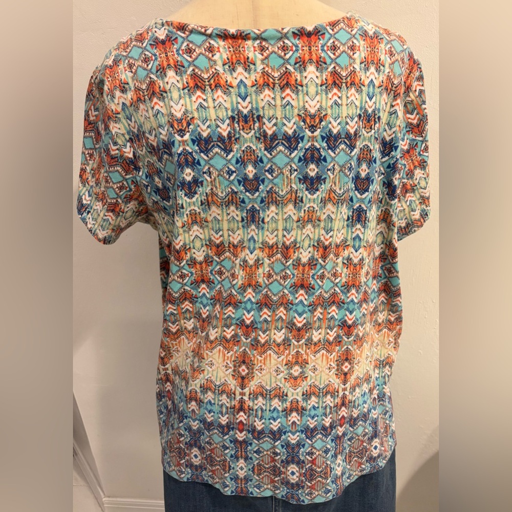 Ruby Rd. Multicolor Geometric Short Sleeve Top - Picture 3 of 7